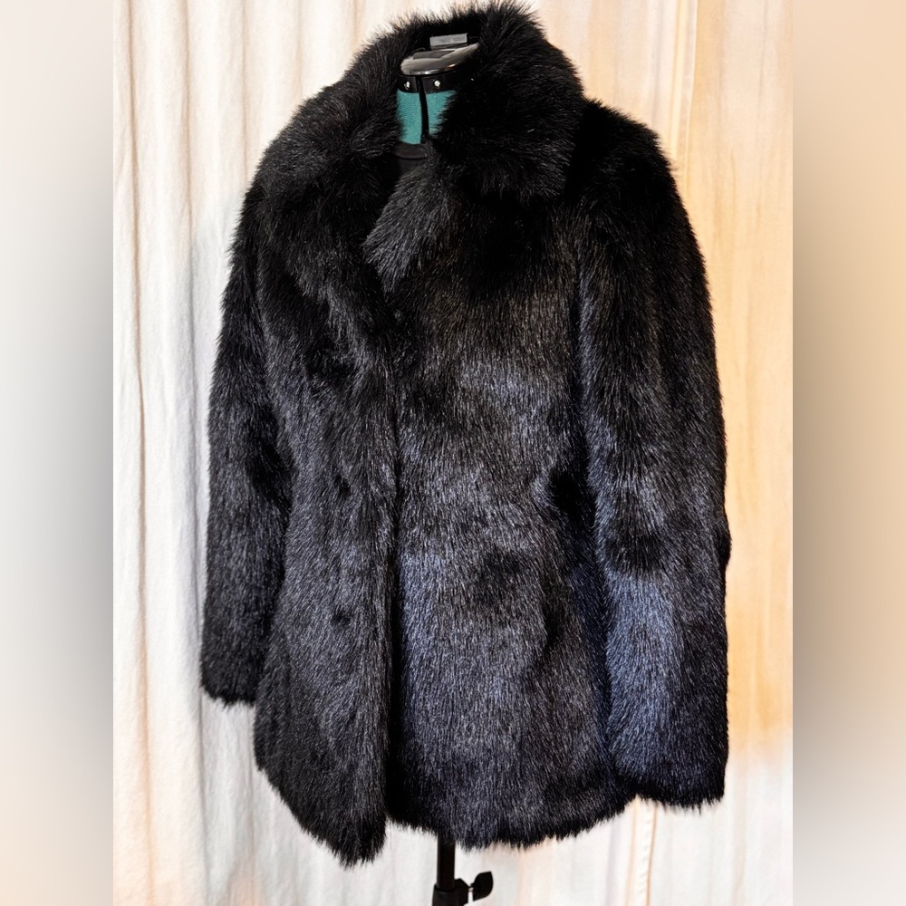 Vintage Rampage Black Faux Fur Coat Size Medium - Picture 2 of 13